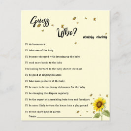 ひまわりと蝶のベイビーシャワー・ゲス・フー・ゲーム