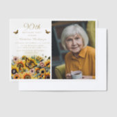 ひまわりと蝶の女性の90歳の誕生日 ベラム紙招待状 (オフセット)