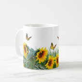ひまわりと蝶の花 コーヒーマグカップ (正面左)
