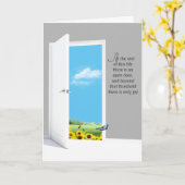 ひまわりと蝶の開いたドア カード (黄色い花)