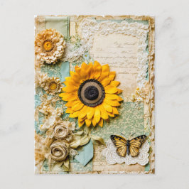 ひまわりと蝶 シーズンポストカード