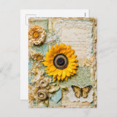 ひまわりと蝶 シーズンポストカード (正面/裏面)