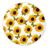 ひまわりと蝶 セラミックノブ (正面)