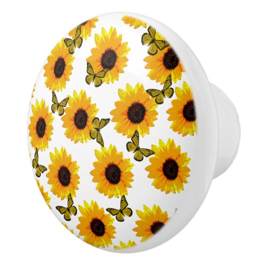 ひまわりと蝶 セラミックノブ (右)