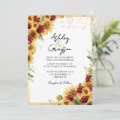 ひまわりと赤いバラのウェディング 招待状 (スタンド正面)