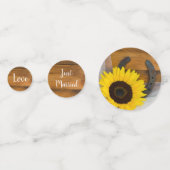 ひまわりと蹄鉄カントリーウエ結婚スタンズ コンフェッティ (正面)