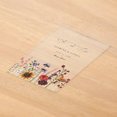 ひまわりと野の花の花々 アクリル招待状 (レイダウン)
