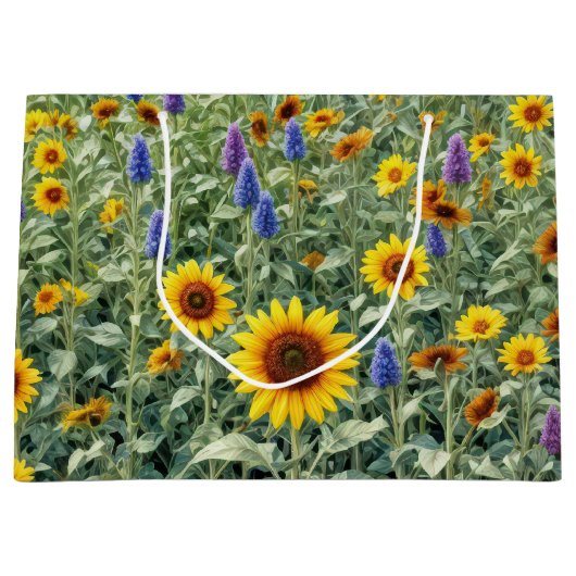 ひまわりと野の花畑 ラージペーパーバッグ (正面)