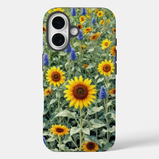 ひまわりと野花の夏の野原 Case-Mate iPhoneケース (裏面)