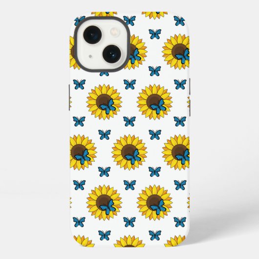 ひまわりと青い蝶 iPhoneケース (裏面)