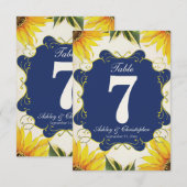 ひまわりと青のウェディングレセプション テーブルナンバー (正面/裏面)