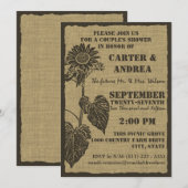 ひまわりと麻のカップルシャワー 招待状 (正面/裏面)