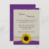 ひまわりと麻の紫と黄色の披露宴 招待状 (正面/裏面)