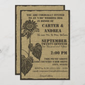 ひまわりと麻のBBQ ウェディング レセプション 招待状 (正面/裏面)