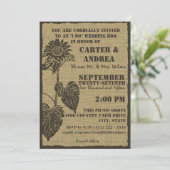 ひまわりと麻のBBQ ウェディング レセプション 招待状 (スタンド正面)