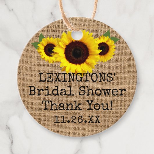 ひまわりと麻布 オータム ブライダルシャワー 感謝 フェイバータグ (正面)