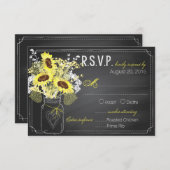 ひまわりと黒板RSVPカード 出欠カード (正面/裏面)