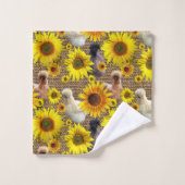 ひまわりにひまわりをつけたシルクをのぞき見 バスタオルセット (ウォッシュタオル)