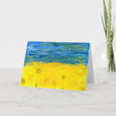 ひまわりのあいさつカード付きウクラ空白のイナ国旗 ノートカード (正面)