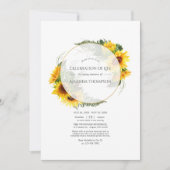 ひまわりのある素朴な幾何学的なライフセレブレーション 招待状 (正面)