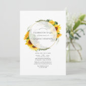 ひまわりのある素朴な幾何学的なライフセレブレーション 招待状 (スタンド正面)