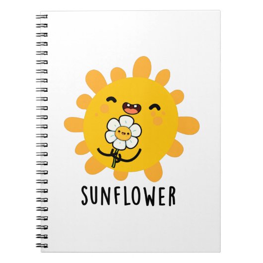 ひまわりのおもしろ太陽と花のダジャレ ノートブック (正面)