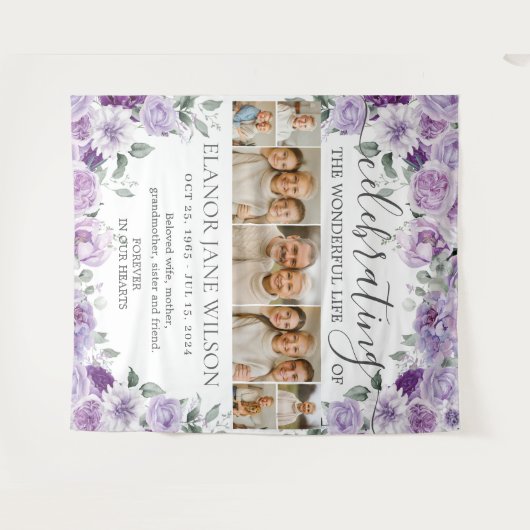 ひまわりのお別れ会 思い出の7枚の写真の コラージュ タペストリー (正面(横))