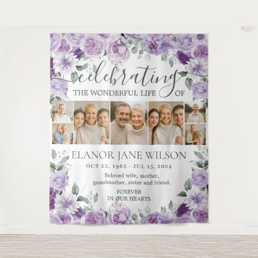 ひまわりのお別れ会 思い出の7枚の写真の コラージュ タペストリー (正面)