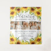 ひまわりのお別れ会 7枚の写真 コラージュ タペストリー (正面)