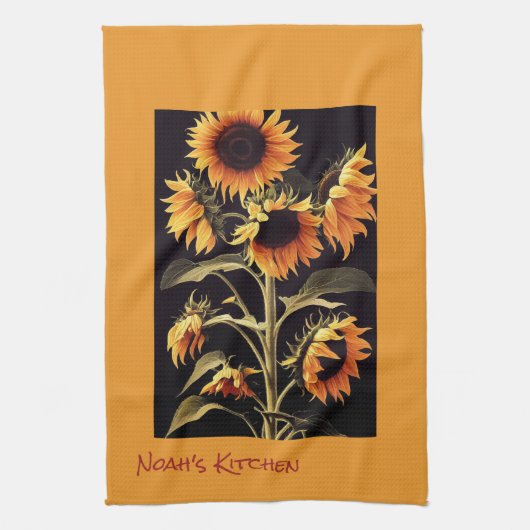 ひまわりのお茶 キッチンタオル (縦)
