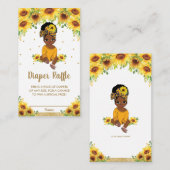 ひまわりのかわいいアフリカ系アメリカ人の女の子おむつラッフル エンクロージャーカード (正面/裏面)