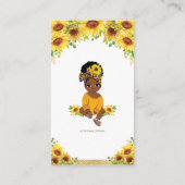 ひまわりのかわいいアフリカ系アメリカ人の女の子が本を持ってくる エンクロージャーカード (裏面)