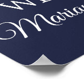 ひまわりのようなウェディングシャワーのラスティック ネイビーブルー ポスター (角)