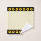 ひまわりのアイボリーと黒バスタオオルセット バスタオルセット (ウォッシュタオル)