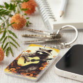 ひまわりのアライグマギターセレナーデ キーホルダー (正面右)