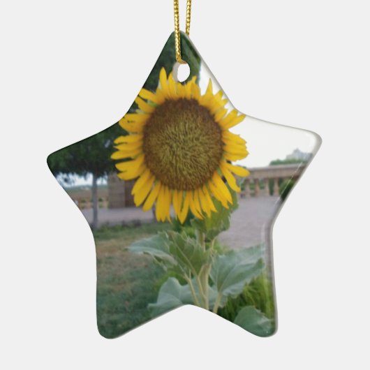 ひまわりのアートプリント セラミックオーナメント (左)