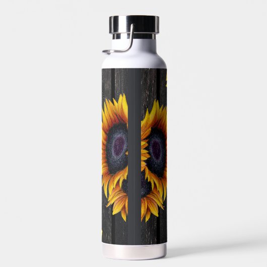 ひまわりのイニシャルと名前のカスタマイズ ウォーターボトル (右面)