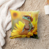 ひまわりのカエル クッション (ブランケット)