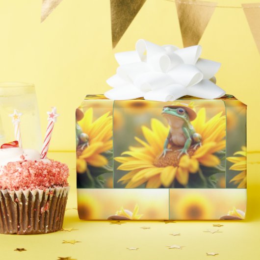 ひまわりのカエル ラッピングペーパー (誕生日パーティー)