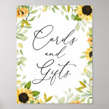 ひまわりのカードとギフトのサイン