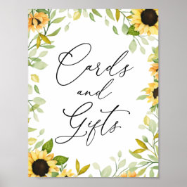 ひまわりのカードとギフトのサイン ポスター