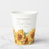 ひまわりのグリーン エレガントなブライズシャワー 紙コップ (正面)