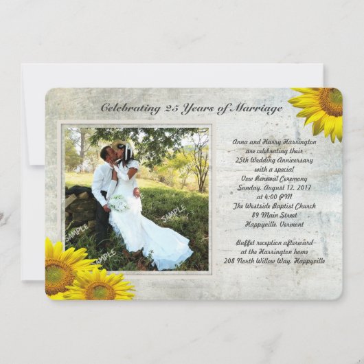 ひまわりのグレンジ写真 結婚誓約を更新 招待状 (正面)