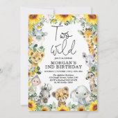 ひまわりのサファリ動物2頭誕生日 招待状 (正面)