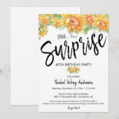 ひまわりのサプライズ誕生日退職パーティー 招待状 (正面/裏面)