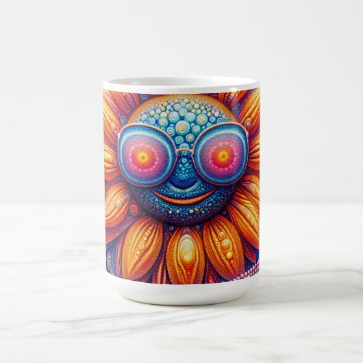 ひまわりのサングラスの鮮やかな色のコーヒーマグ コーヒーマグカップ (中央)