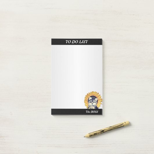 ひまわりのシルバーグレーのかわいい犬 ポストイット (デスク上)