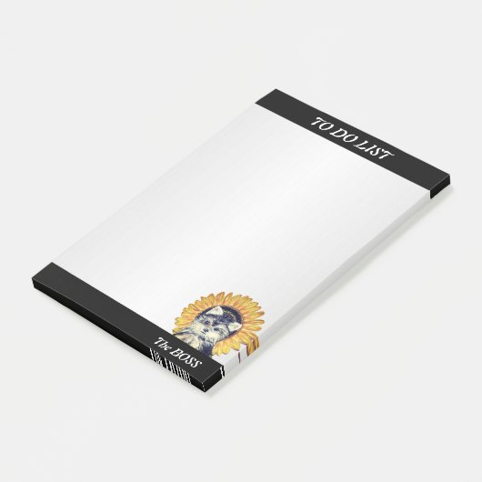 ひまわりのシルバーグレーのかわいい犬 ポストイット (アングル)