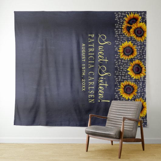 ひまわりのスイート16フォトブース背景 タペストリー (インサイチュ(横))
