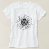 ひまわりのスケッチ;植物の夏 Tシャツ (デザイン正面)